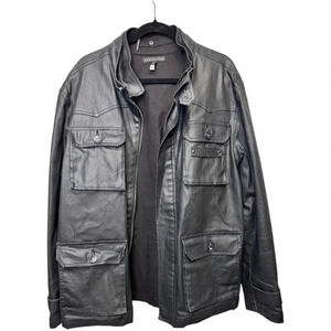 Vintage Affliction Rare Motorcycle Biker Faux Coated Leather Jacket Size XL